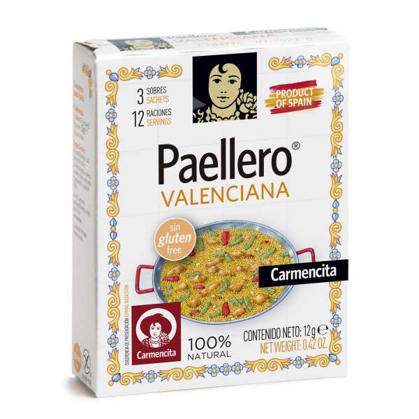 PAELLERO VALENCIANA 12G ESTUCHE 3 SOBRES-CARMENCITA
